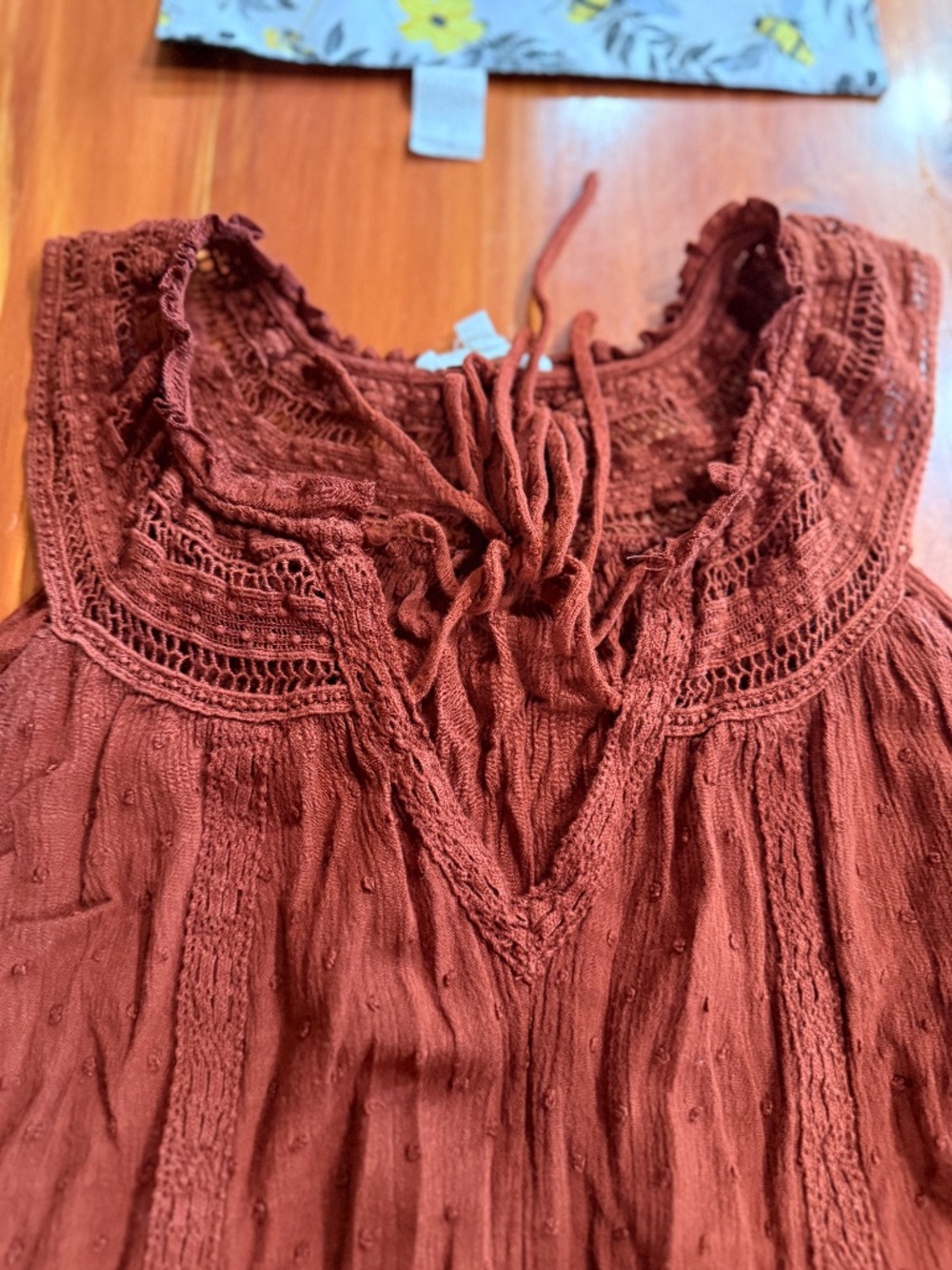 Maurices crochet flowy tie front tank blouse
